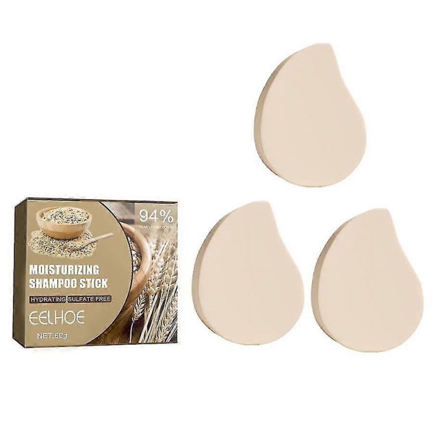 Jabón champú de avena y arroz Eelhoe, anticaída, cuidado del cabello, caspa, cuero cabelludo, antipicazón, crecimiento del cabello, 3 piezas