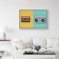 thumbnail image 2 of IDEA4WALL Framed Canvas Art Wall Decor Vintage Boombox and Cassette Tape Player in Yellow and Teal Background Music Media Illustrations Pop Art Modern for Dorm Home Office - 24"x36", 2 of 4
