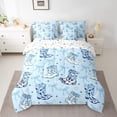 thumbnail image 2 of Erosebridal Blue Bow Bed in a Bag King Size,Retro Rustic Cowboy Bed Set,White Daisy Bedding King Size For Kids,Super Cozy Room Decoration Reversible,7 Pieces, 2 of 6