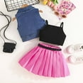 thumbnail image 4 of WOYY Toddler Girls Outfits Denim Vest Camisole Pleated Skirt with Belt Set, Sizes 2-3T, 4 of 4