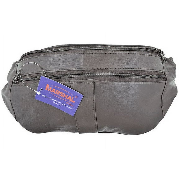 Travel Genuine Leather Waist Fanny Pack Hip Pouch with Zippered Compartments