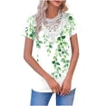 thumbnail image 2 of T-Shirt for Women Lace Hollow Out Neck Short Sleeve Wisteria Floral Graphic Print Relaxed Fit Elegant Casual Summer Top Fashion Clothes, 2 of 5