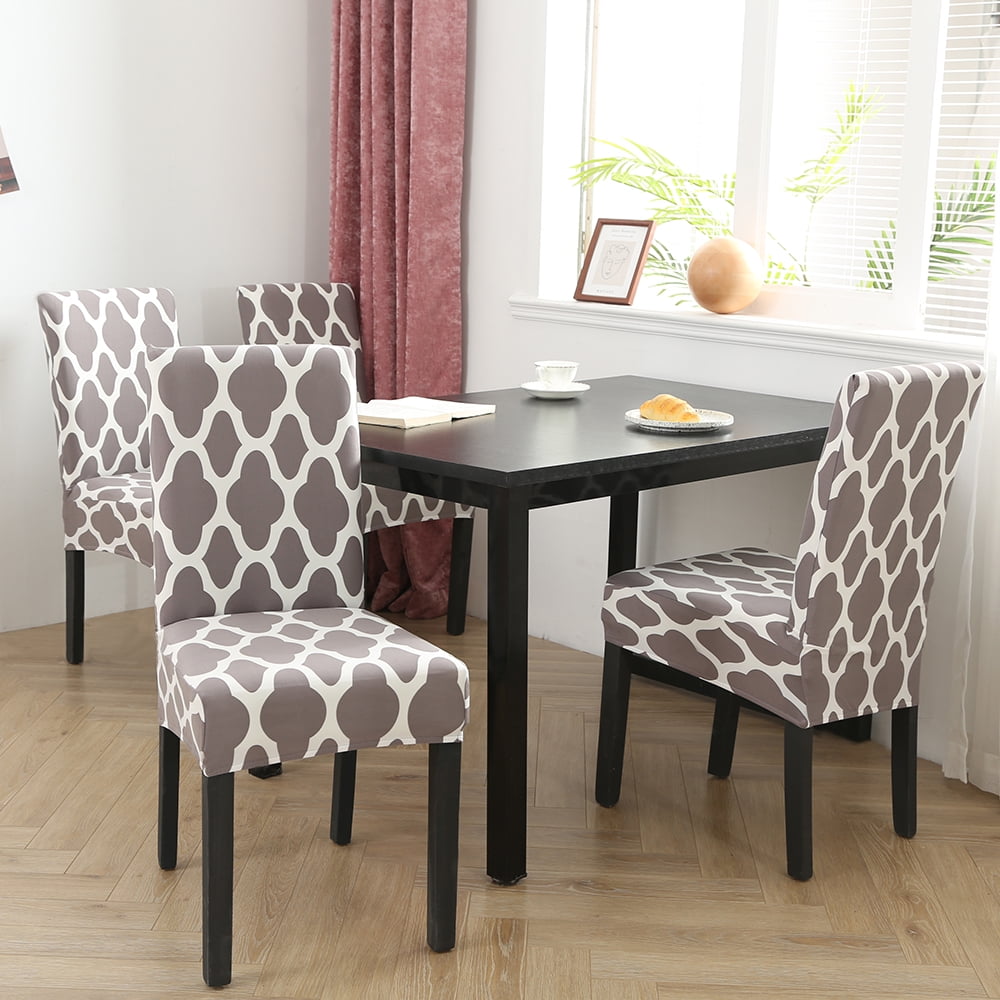 Stretch Chair Slipcovers for 6 Dark Grey Details about   Chair Covers for Dining Room 