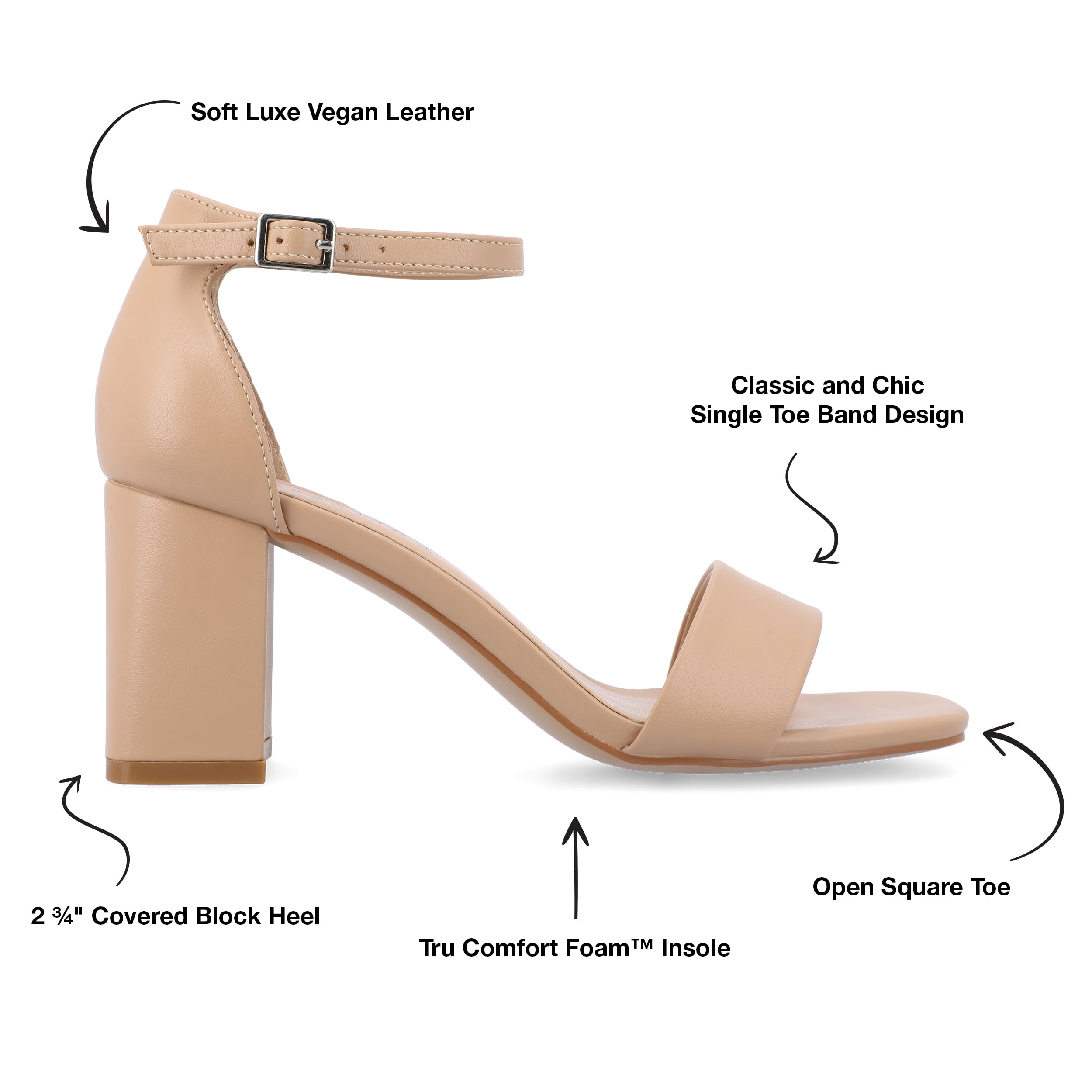 Journee Women's Valenncia SuperNatural Shades Open Square Toe Ankle Strap Sandals
