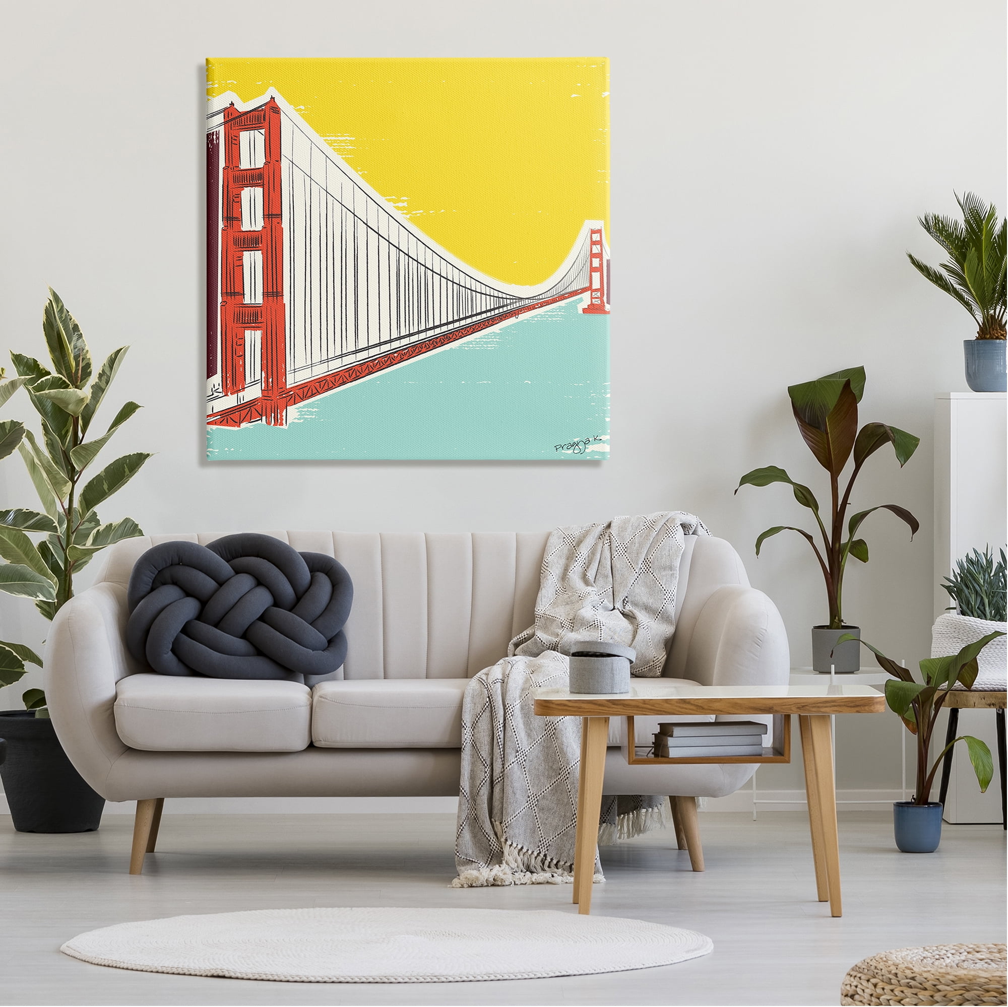Stupell Industries Modern Industrial Bridge Landscape Painting Gallery Wrapped Canvas Art Print Wall Art, 36 x 36