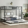 thumbnail image 3 of Bellemave Bunk Bed Twin XL Over Twin XL with Trundle, Heavy-Duty Twin XL Size Bunk Beds Frame with Full-Length Guardrail and Two Ladders, Metal Triple for Teens and Adults, Space-Saving, Black, 3 of 9
