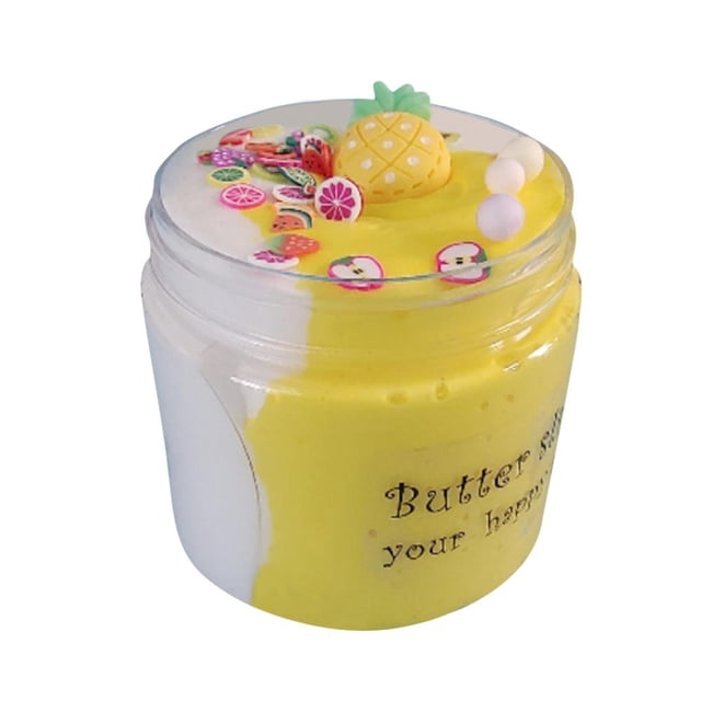 2 colores DIY Butter Slime Best Gifts Slime Cup Toy para niños niñas (amarillo blanco)