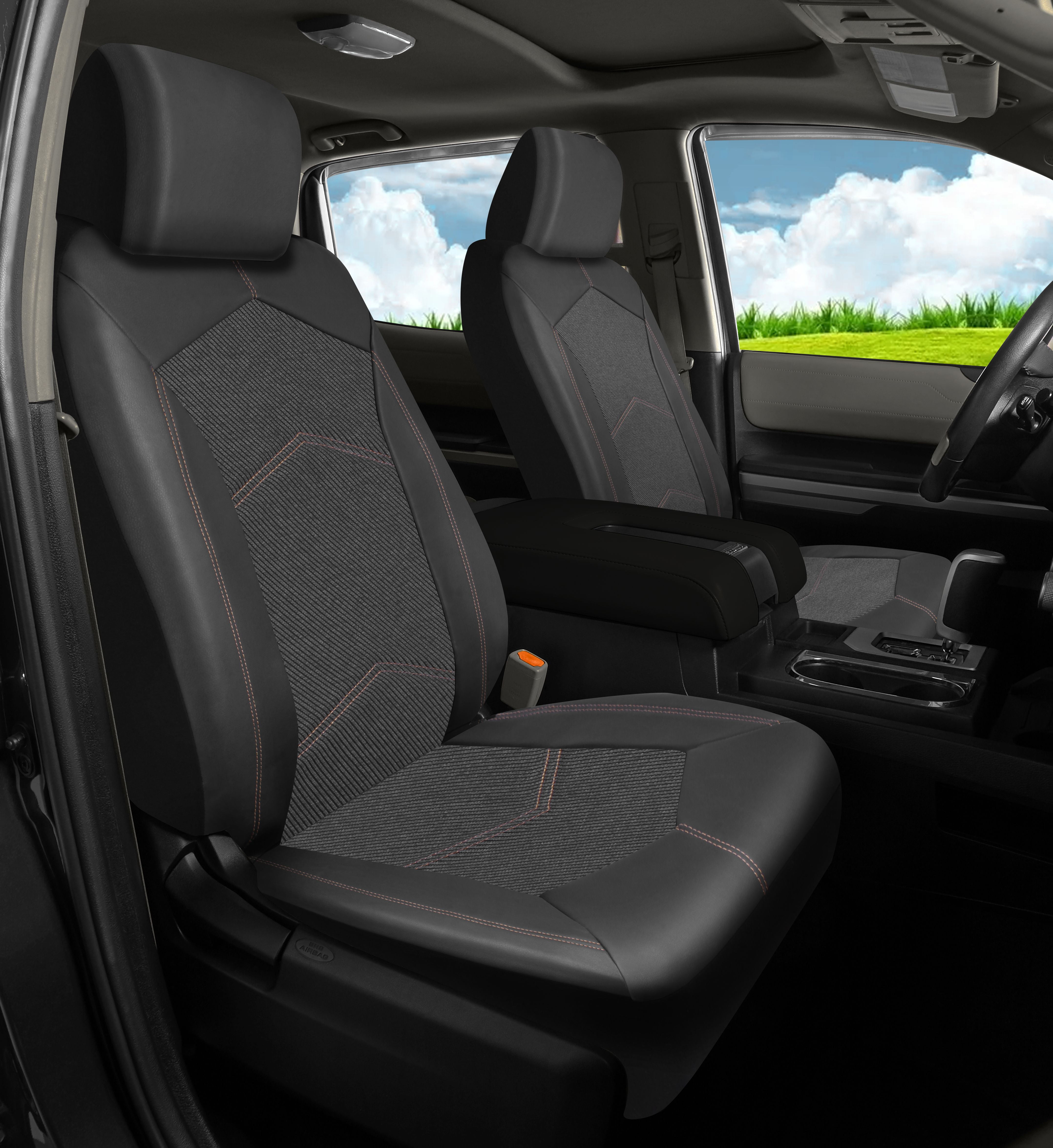 (3 pack) Auto Drive 2Piece Truck Seat Covers Yorker Polyester Black, Universal Fit for Truck 2202SC10-1