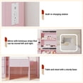 thumbnail image 6 of TROPOW Vanity Desk with Mirror and LED Lights, Makeup Vanity Desk with Sliding Mirror, Power Outlet, 3 Color Adjustable Light, Dressing Table with 4 Drawers,Pink, 6 of 9