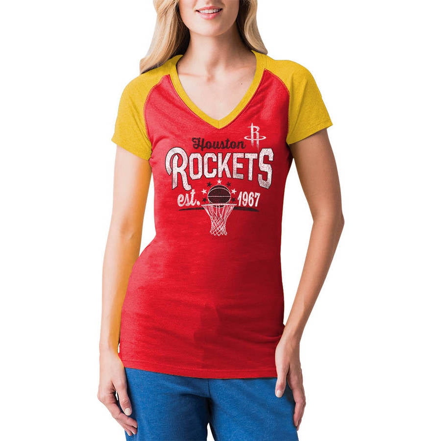 NBA - NBA Houston Rockets Women's Short Sleeve Raglan V Neck Tee - Walmart.com - Walmart.com