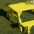 thumbnail image 3 of Wildridge Heritage 72 in. Picnic Table with Detached Benches, Lemon Yellow - Outdoor Weather Resistant HDPE Picnic Table for Patio, Porch, Deck, Lawn, 3 of 4