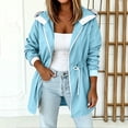 thumbnail image 2 of FRSASU Women's Jackets Waterproof Lightweight Zip Up Drawstring Hoodies Windbreaker Hiking Outdoor with Hooded Light Blue, 2 of 7