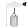 thumbnail image 4 of JONATHAN Y Pip 20.25" Classic Designer Metal Drink Table and Decorative End Table with White Marble Round Top and Bell Pedestal Base, Antique Nickel, END4002A, 4 of 5