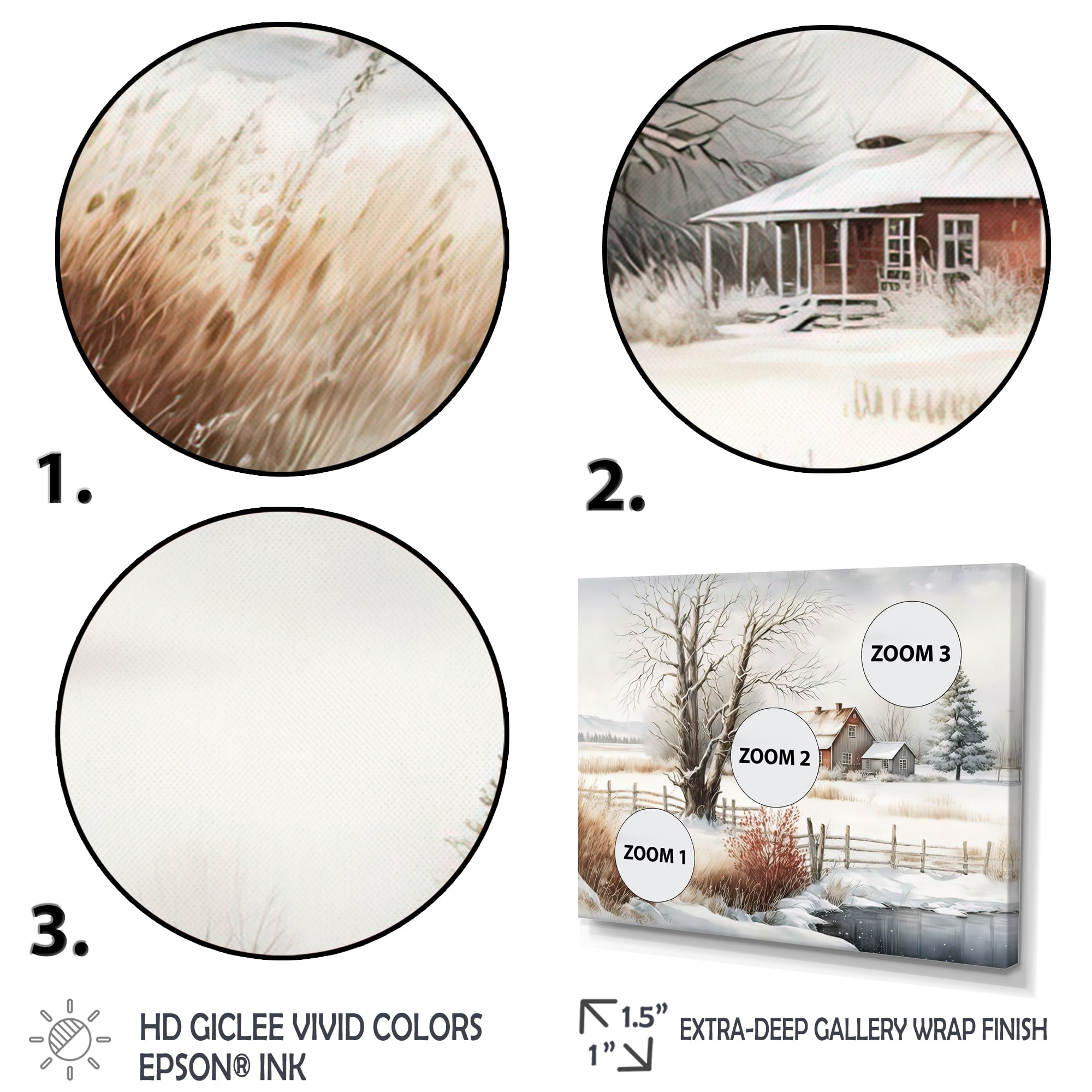 Designart Iowa Farm In Winter Canvas Wall Art