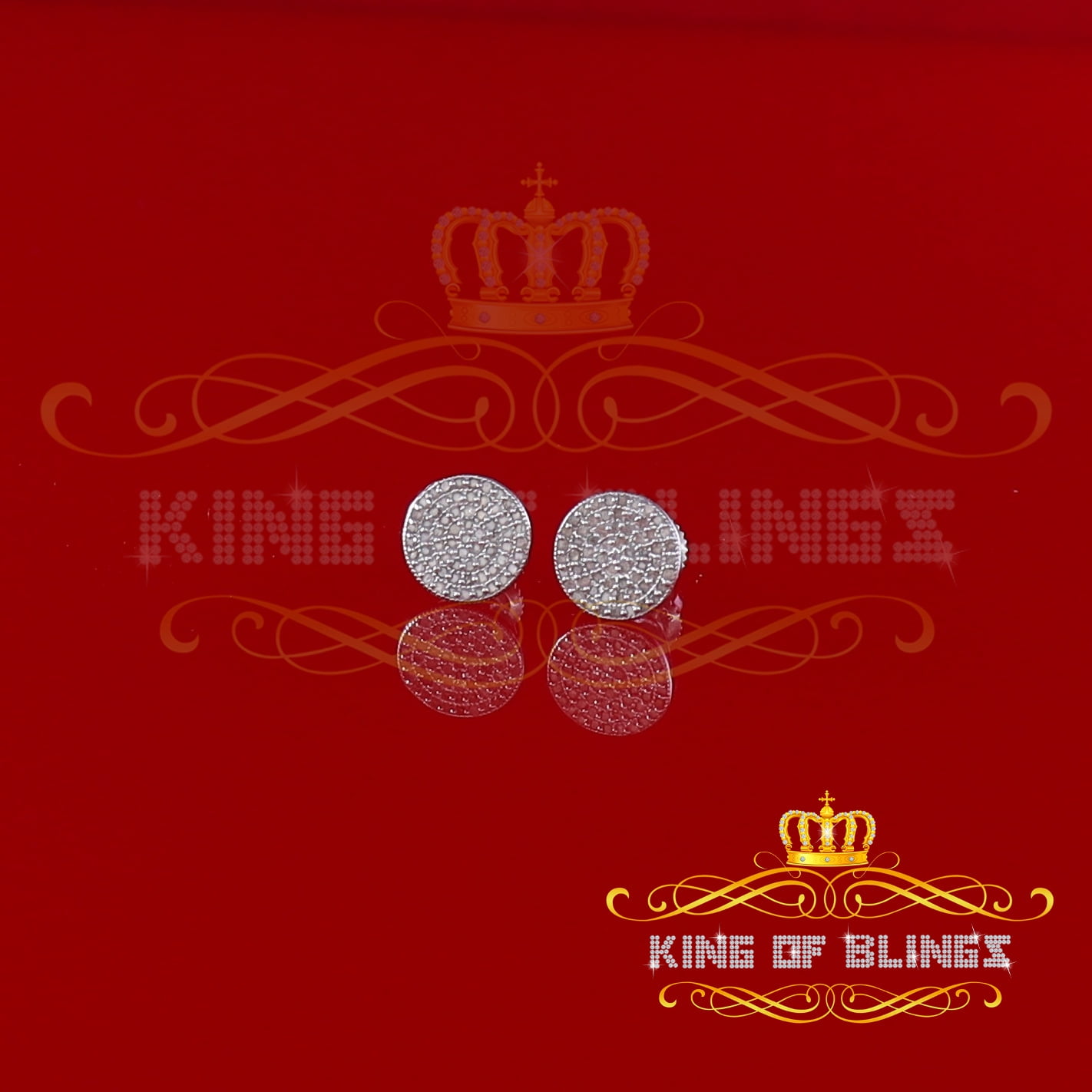 King of Bling's 925 Sterling Silver White 0.25ct Diamond For Men's/Women's Stud Round Earrings