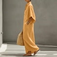 thumbnail image 5 of Hvogkswy Cotton Linen Dress for Women Solid Mock Neck Half Button Maxi Dresses Batwing Sleeve Pockets Loose Flowy Casual Summer Dresses, 5 of 8