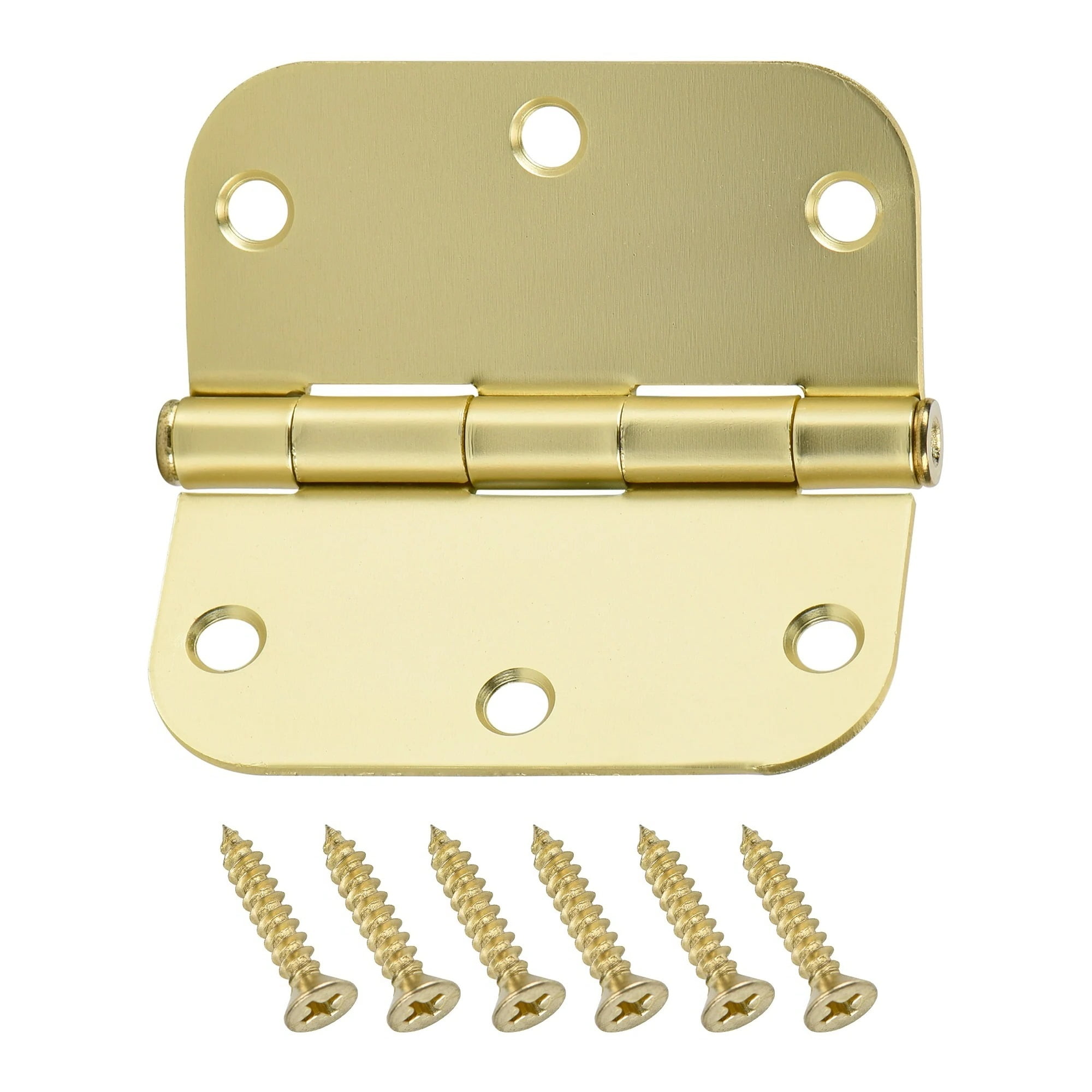 Hyper Tough 3-1/2 in. x 5/8 Inch New Squeak-Free Round Corner Hinge Brass, 1 Piece