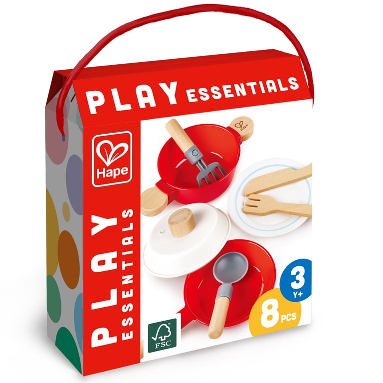Set Hape: Little Chef Cook & Serve Set - 8pc Red & White, Wooden ...