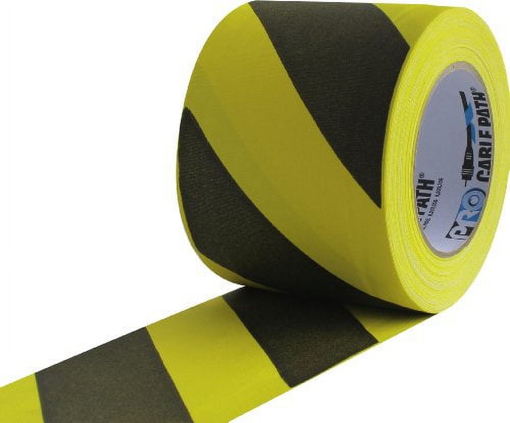 ProTapes Cable Path Cured Rubber Resin Zone Coated Gaffers Tape, 12.5 mil Thick, 30 yds Length, 6" Width, Black/Yellow Stripes (Pack of 1)