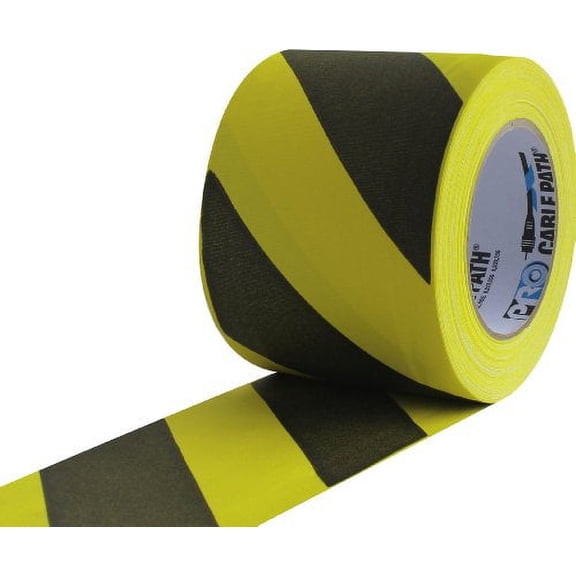 ProTapes Cable Path Cured Rubber Resin Zone Coated Gaffers Tape, 12.5 mil Thick, 30 yds Length, 4" Width, Black/Yellow Stripes (Pack of 1)