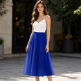 thumbnail image 5 of Pleated Mesh Skirt for Women Flowy Tulle Maxi Skirt Casual Elegant Long Skirt Flowy Party Bottoms, 5 of 8