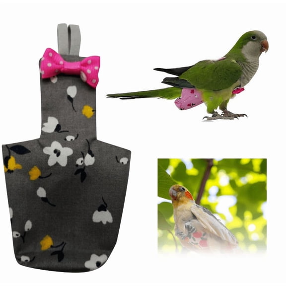 Washable Reusable Bird Diapers with Waterproof Lining – Soft Parrot Diaper Clothes Costume Set for for Parakeets, for Budgies, for Mini Macaws, for Pigeons - Black, M