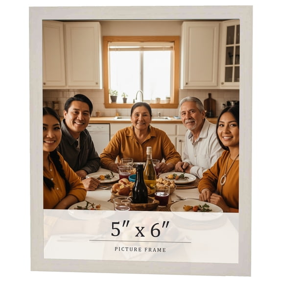 5x6 Frame White Wheat Solid Wood Picture Frame | Moulding Width 0.75 Inches | Interior Depth 0.5