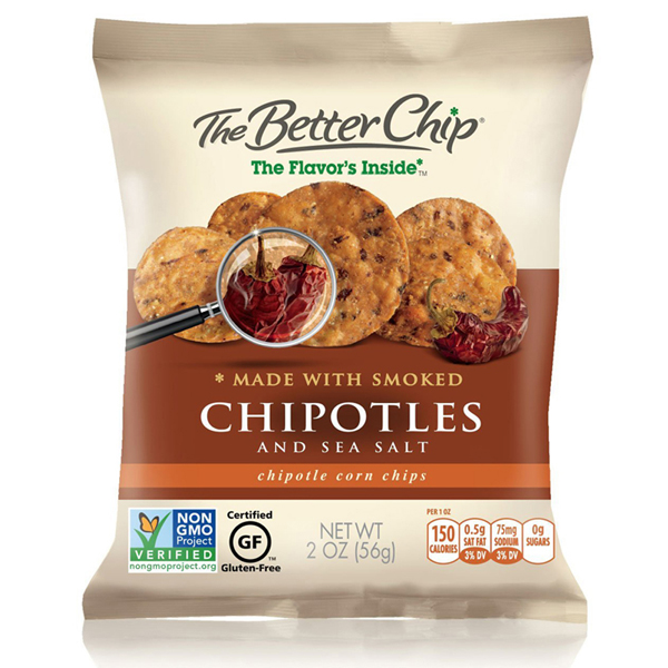 The Better Chip Smoked Chipotles and Sea Salt Corn Chips 2 oz Bags