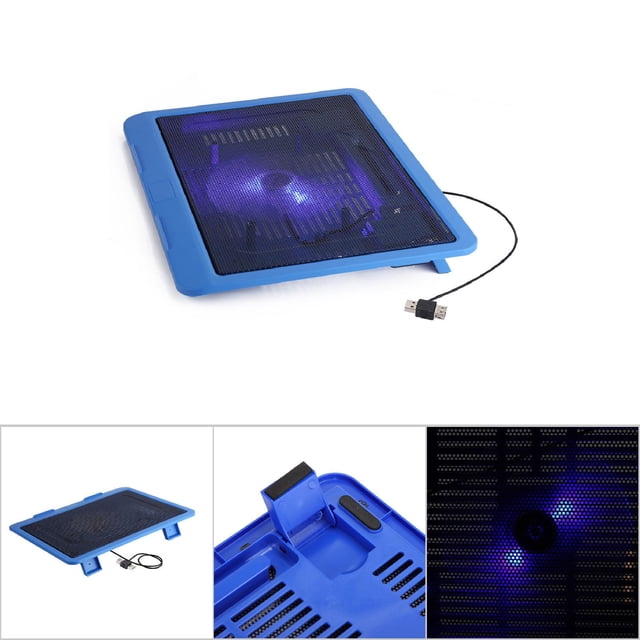 Enfriador De La Computadora Portátil, Soporte Ergonómico Con Ventiladores Súper Tranquilos, LED Azules, Malla De Metal Fuerte, Diseño De Cubo USB, Para 14 Pulgadas O Debajo De