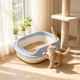 thumbnail image 2 of HOARBOEG Semi-Enclosed Cat Litter Box with Top Entry Lid and High Sides, Odor Control Covered Kitty Litter Pan with Scoop Filter for Anti Scatter, Indoor Cat Toilet Light Blue, 2 of 6