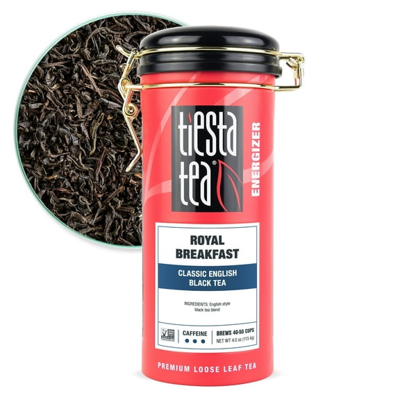 Tiesta Tea - Royal Breakfast, Energizer Loose Leaf Black Tea, High Caffeine, GMO-Free, Make Hot or Iced & Up to 50 Cups - 4 oz Refillable Tin Can