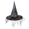 thumbnail image 4 of Sombreros de bruja de Halloween con punta puntiaguda, accesorios para disfraces de cosplay, disfraces de personajes Negro, 4 of 7