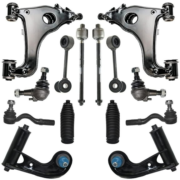 Detroit Axle - RWD Front End Suspension Kit for Benz E320 E420 E430 E55 AMG, Upper Control Arms Ball Joints Lower Control Arms Lower Ball Joints Sway Bars Tie Rods Boots Replacement - 14pc