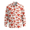 thumbnail image 3 of Fgvctg Long Sleeve Shirts for Men V Neck Button Down Shirt Soft Date Day Love Heart Print Collared Blouses Oversized Business Casual Outfits Red 4XL, 3 of 5