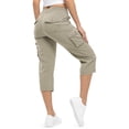 thumbnail image 2 of MHOSTAFH Women's Multi Pockets Cargo Capris Summer Lightweight Loose Straight Leg Capri Casual Outdoor Hiking Work Cropped Pants, 2 of 6