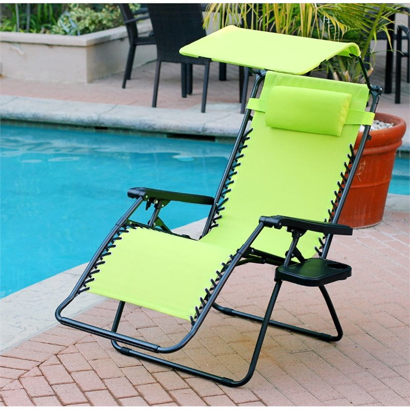 Oversized Zero Gravity Chair Pacific Blue With Sunshade Drink Tray Pool Patio 