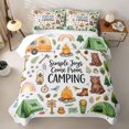 thumbnail image 2 of Catabedysis Watercolor Camping Twin Quilt Set,Jungle Bear Owl Twin Coverlet Set For Boys,Multicolor,3-Piece, 2 of 7