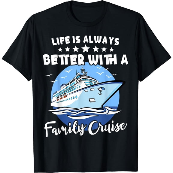 Island Cruising Ship Men Women Family Cruise T-Shirt Black Medium