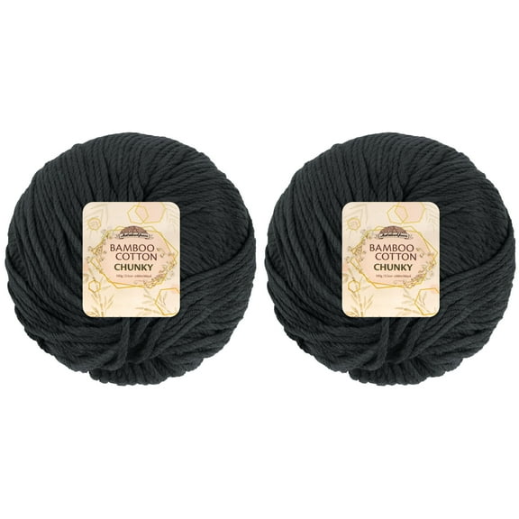 JubileeYarn Bamboo Cotton Chunky Yarn - 100g/Ball - Deep Grey - 2 Balls