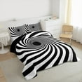 thumbnail image 3 of Feelyou Black White Geometric Queen Comforter Set for Kids, Abstract Spiral Bedding Sets, Modern Fashion Reversible Bedding Comforter Set, Ultra Soft Home Decor, 3-Piece, 3 of 8