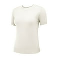 thumbnail image 5 of LQCMBYF Summer Blouses Round Neck Short Sleeved Loose T Shirt With A Knit Bottom Short Top Plus Size Blouse (White,L), 5 of 6