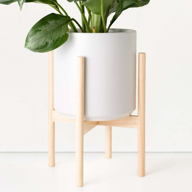 Peach &amp; Pebble 10 in. White Ceramic Planter with Natural