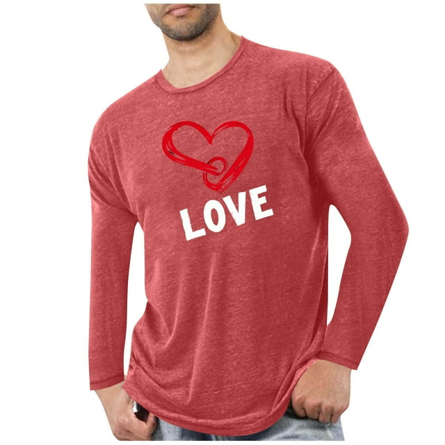 Lovzfmll Pyjama de Sport Imprimé Romantique Manches Longues Col Rond pour Hommes Rouge, 4TG