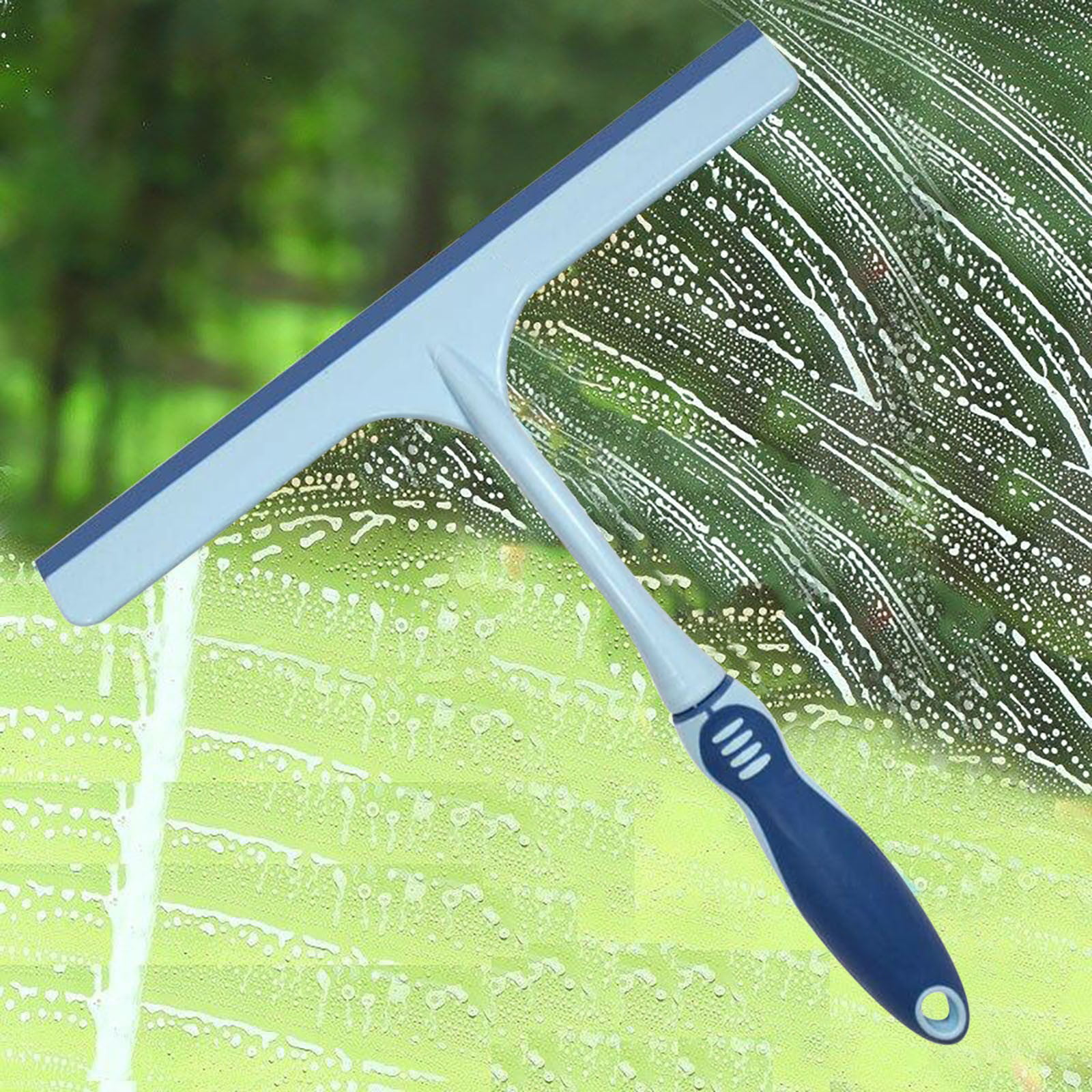 Pompotops Car Glass Window Squeegees, 3-in-1 Multi-Purpose Glass Cleaning Brush with Handle, Window Track Cleaning Brush, Sliding Window Cleaning Tool