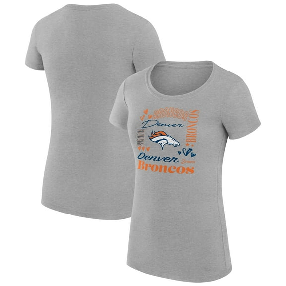 Women's G-III 4Her by Carl Banks  Heather Gray Denver Broncos Super-Slim Fit Lightweight Collage Team T-Shirt