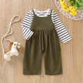 thumbnail image 4 of 2T Toddler Baby Girl Clothes Baby Girl 2PCS Outfits 2-3T Long Sleeve Stripe Shirt Top Suspender Pants Set, 4 of 8