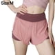 thumbnail image 2 of Pantalones cortos para correr para mujer, cintura elástica, cintura alta, bolsillos, deportivos, para gimnasio, 2 of 5