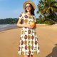 thumbnail image 4 of Balery Sunflowers And Skull Vestidos sueltos de manga corta para mujer, vestidos de verano 2025, vestidos casuales de corte A con vuelo., 4 of 6
