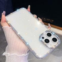 Glitter Phone Case For iPhone 16e,Cute Luxury Bling Sparkly Diamond,Glitter Back Design,Soft TPU Bumper Shockproof Women Girls Slim Rugged Anti-Scratch Dust-Proof Phone Case,White