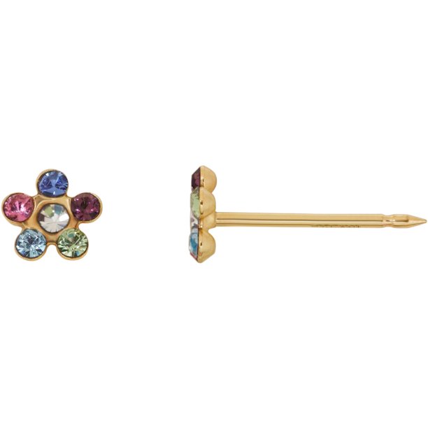 Inverness Home Ear Piercing Kit with 14kt Yellow Gold Rainbow Crystal